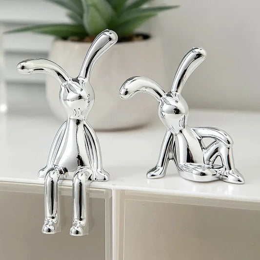 Dúo de Conejitos de Caricatura – Adorno de Mesa para Dormitorio o Sala