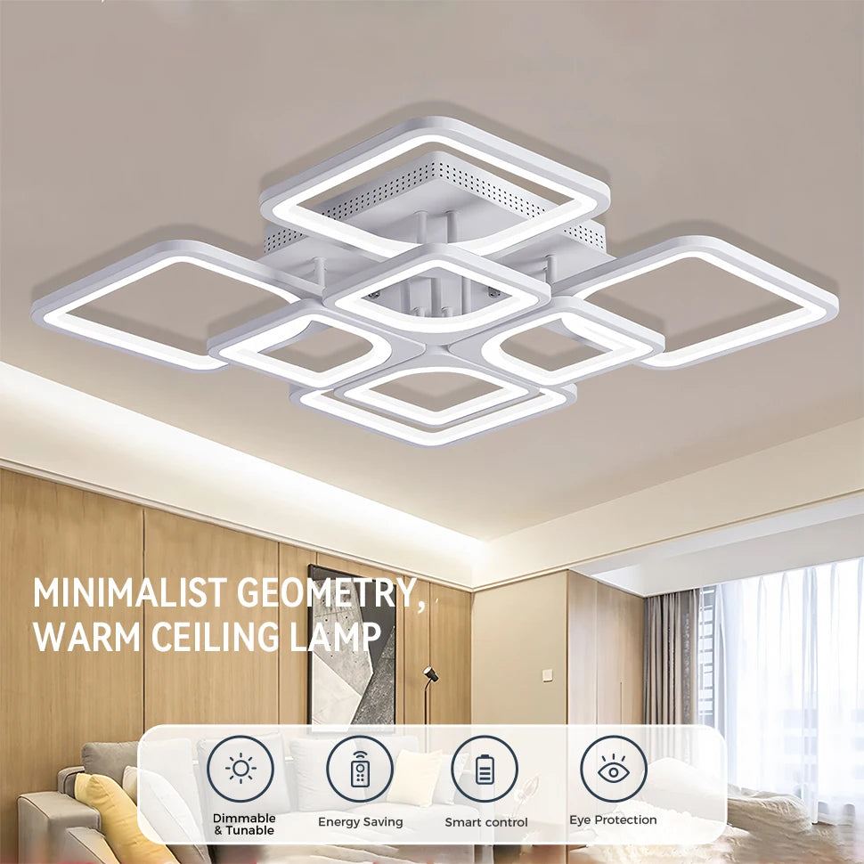 Lámpara de techo LED moderna para salón y dormitorio con mando a distancia, plafón sencillo, accesorios nórdicos para el hogar