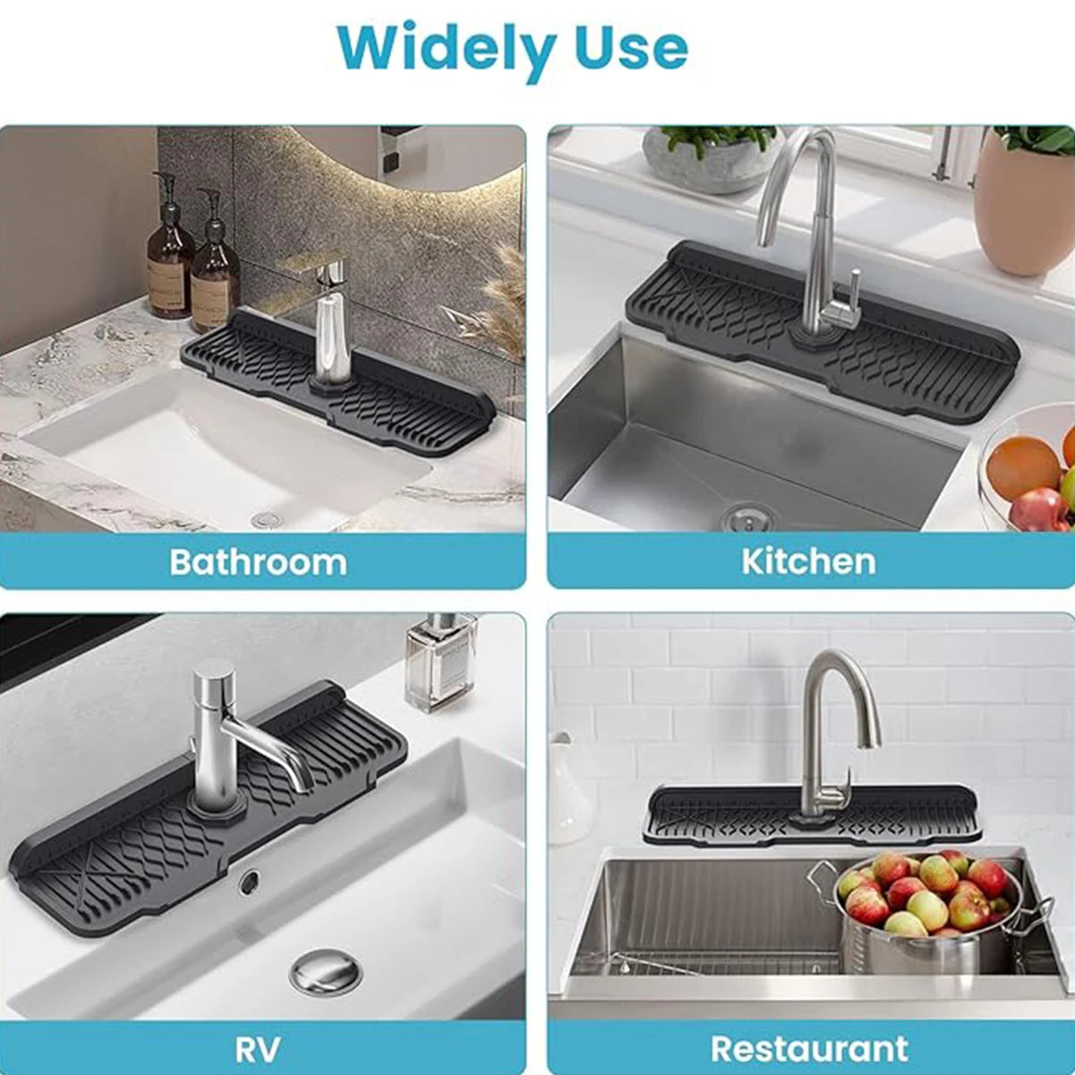 3 Colors to Choose From,Faucet Splash Proof Pad,Drain Pad,Drying Pad,Kitchen Bathroom Sink and Countertop