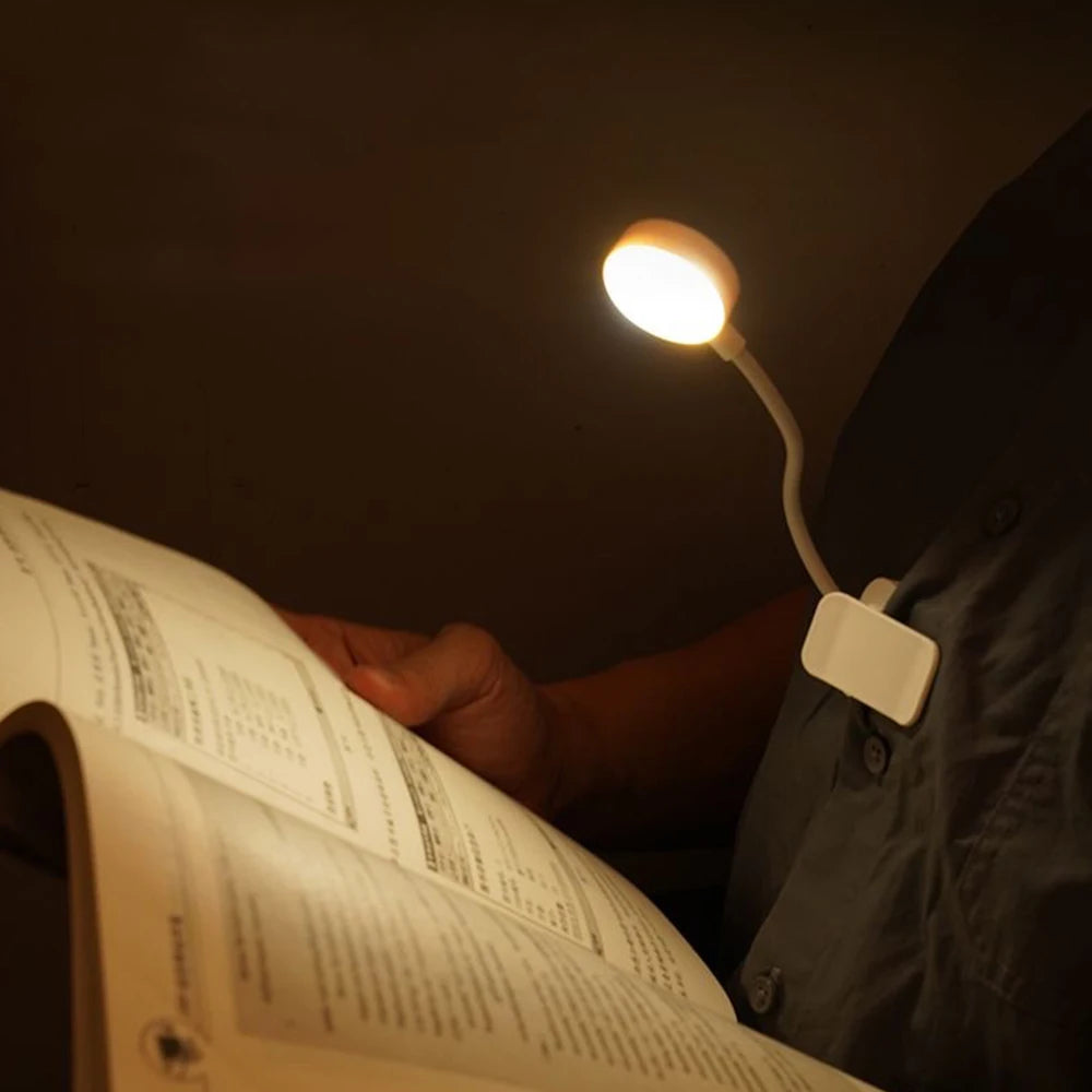Runtow Luz LED de lectura con clip, portátil, a pilas, 3 colores, protección ocular, regulable sin escalonamientos, mini lámpara de escritorio