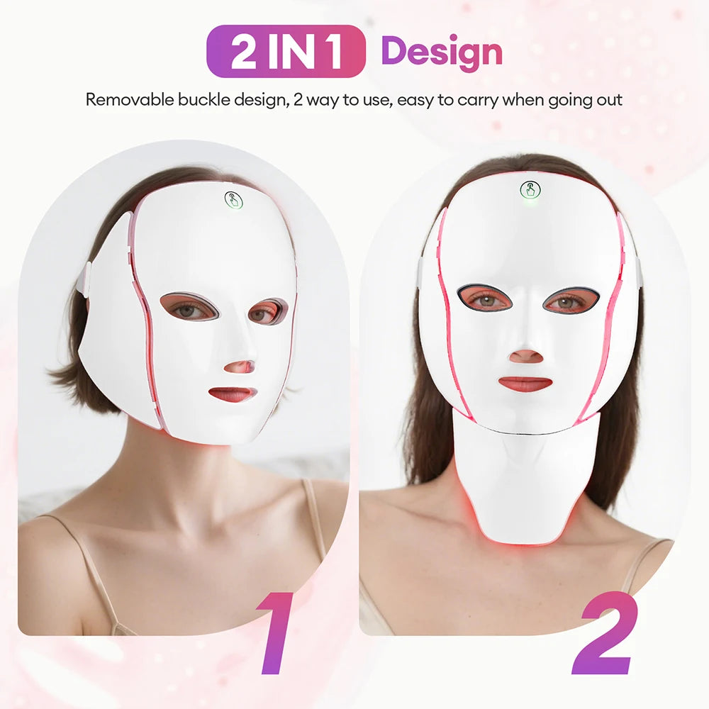 7 Colors Light Face Neck Beauty Mask Anti-Wrinkle Skin Brightening Neck Beauty Mask Skin Tightening Wrinkle Remover Skin Care