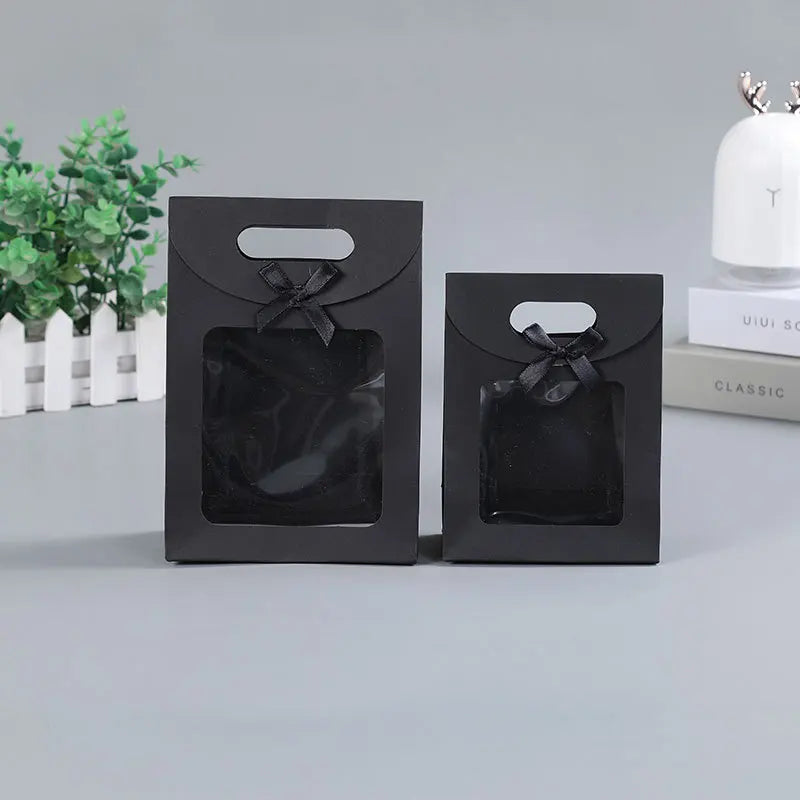 10/20pcs Black White Gift Box with Clear Window Wedding Favors Birthday Party Candy Snack Biscuit Packaging Bag Christmas Gift