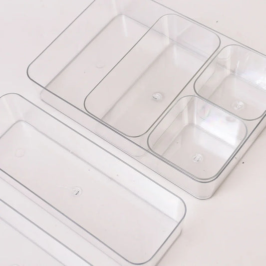 Multiple Sizes Transparent Storage Box Large Capacity Cosmetic Organizer Desktop Jewelry Stationery Makeup Drawer Container