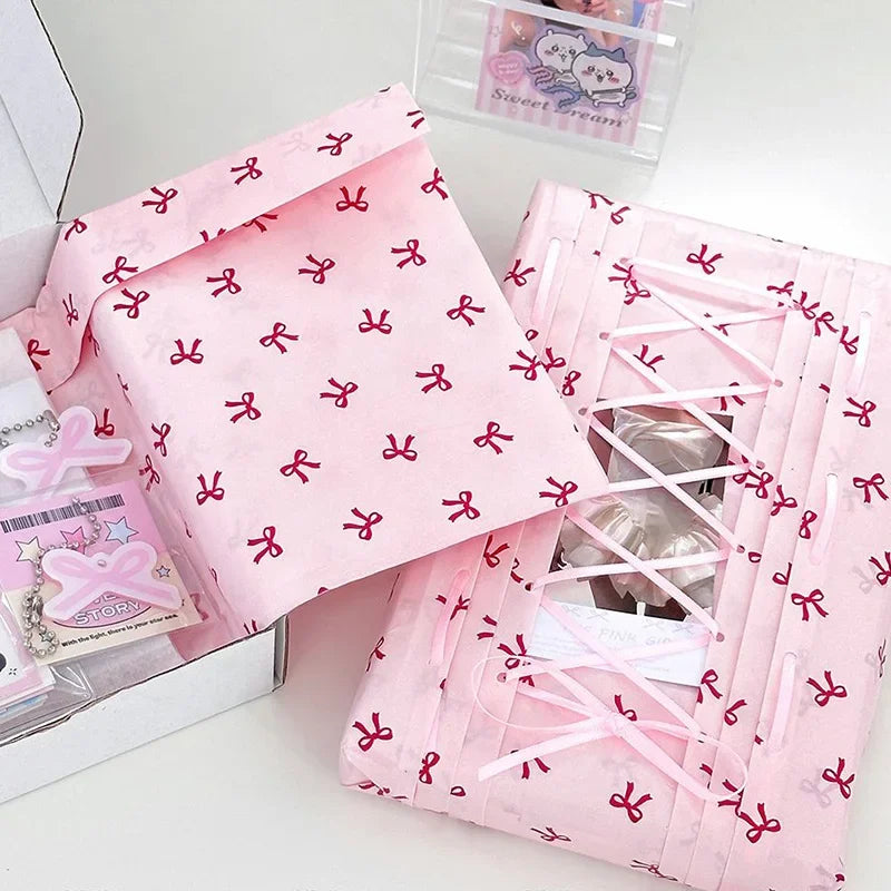 10Pcs Pink Bowknot Sydney Paper Hand-Kneaded Paper Cotton Paper Bouquet Flower Wrapping Paper Small Gift Packaging Paper