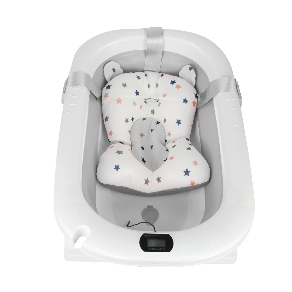 Bañera plegable para bebé con tapete, bañera para bebé con termómetro integrado, bañera portátil para bebés de 0 a 36 meses