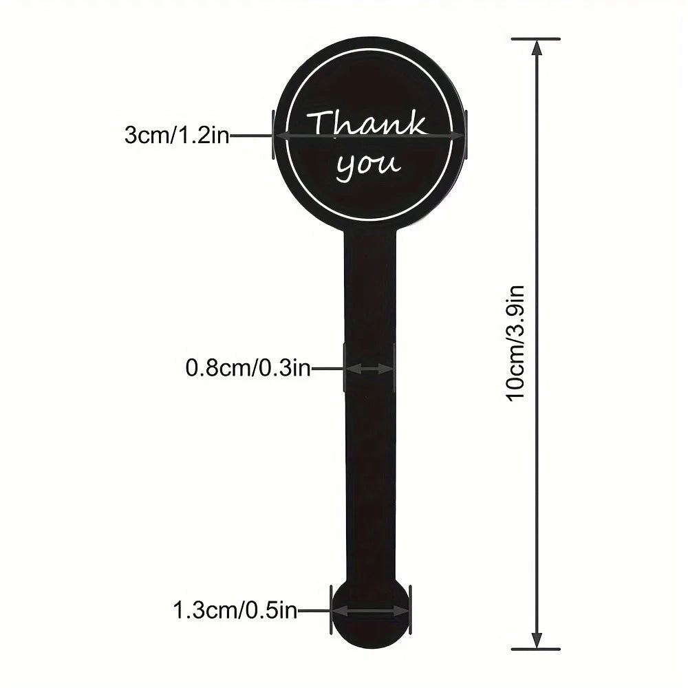 100/200pcs black Thank you long sealing sticker pudding bottle sticker, baking box label sticker, baking, handicraft products