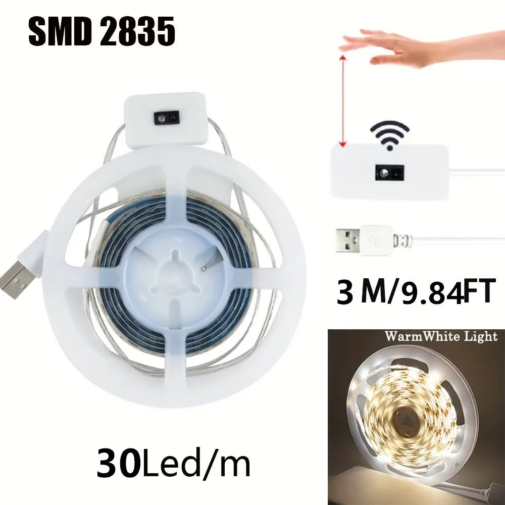 USB LED Strip Lights DC 5V Smart Dimmer Hand Scan Sensor Switch On/off Control Backlight Tape TV Lamp Tape Bedroom Home Decor