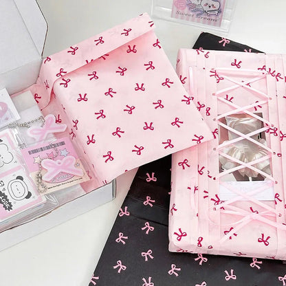10Pcs Pink Bowknot Sydney Paper Hand-Kneaded Paper Cotton Paper Bouquet Flower Wrapping Paper Small Gift Packaging Paper