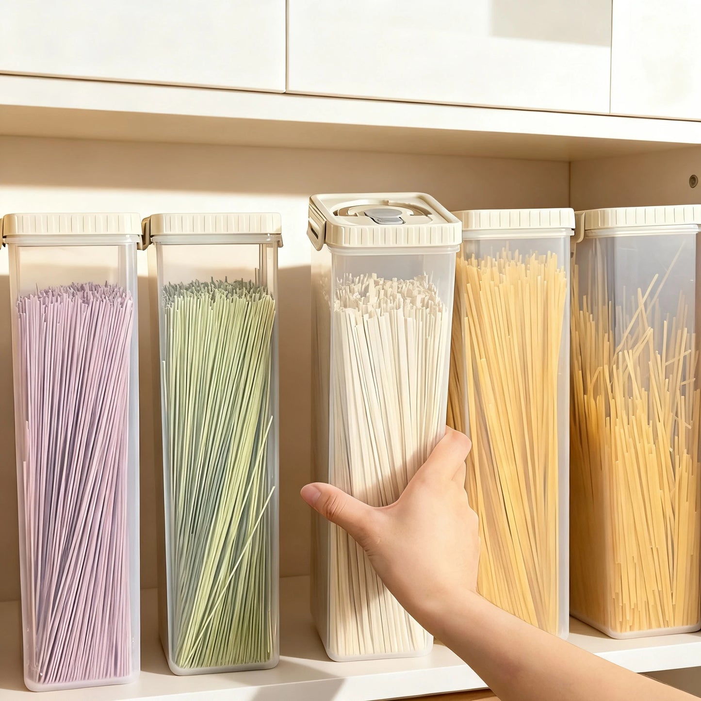 Noodles Sealed Storage Box With Handle Moisture-Proof Airtight Pasta Food Storage Container Kitchen Plastic Fresh-keeping Box