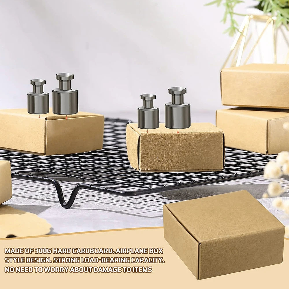 10Pcs Small Kraft Paper Gift Boxes 2.16'' x 2.16'' x 0.98'' for Ornaments Earring Jewelry Wrapping Packaging Cardboard Boxes