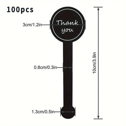 100/200pcs black Thank you long sealing sticker pudding bottle sticker, baking box label sticker, baking, handicraft products