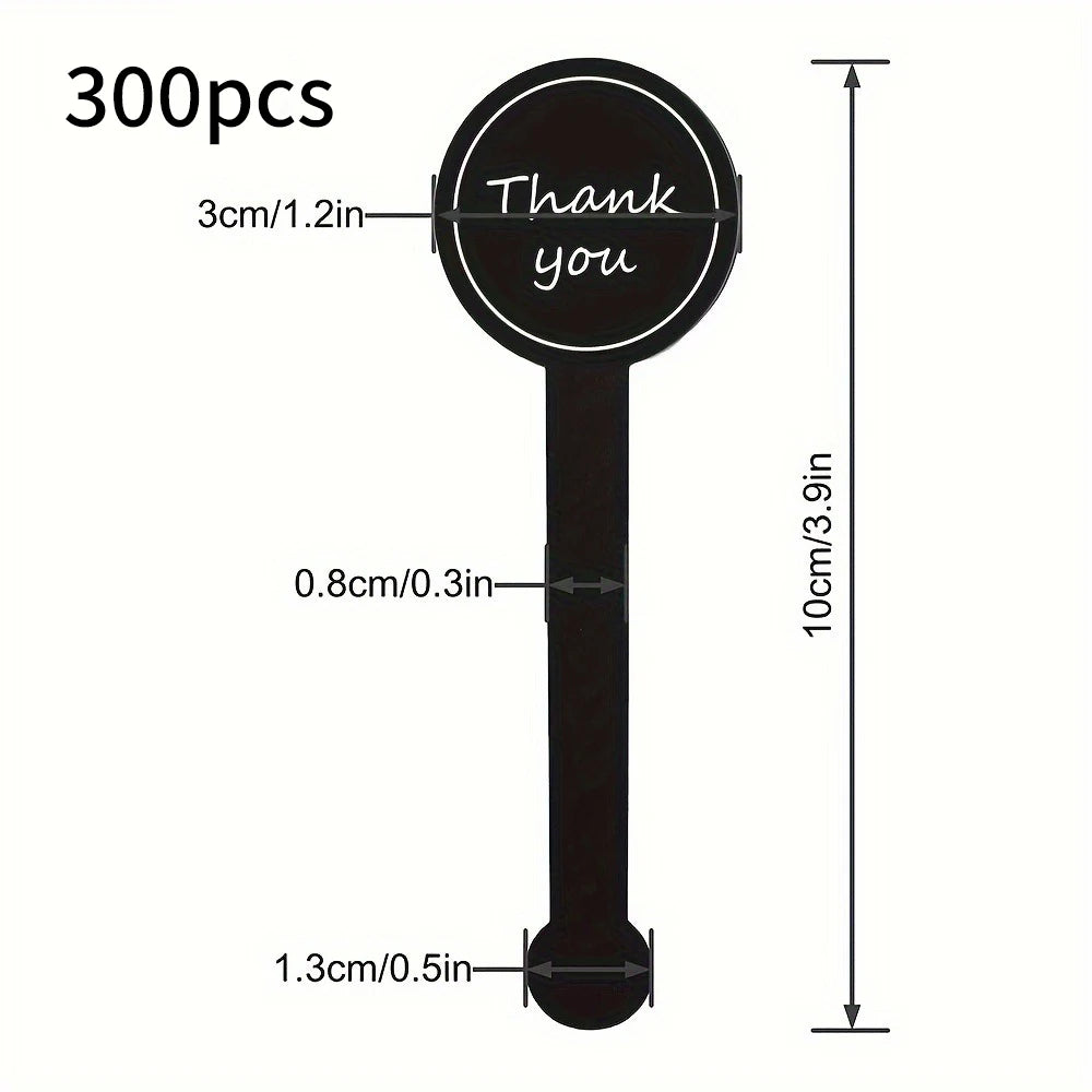 100/200pcs black Thank you long sealing sticker pudding bottle sticker, baking box label sticker, baking, handicraft products