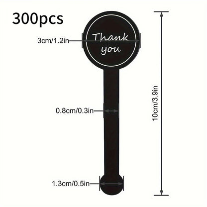 100/200pcs black Thank you long sealing sticker pudding bottle sticker, baking box label sticker, baking, handicraft products