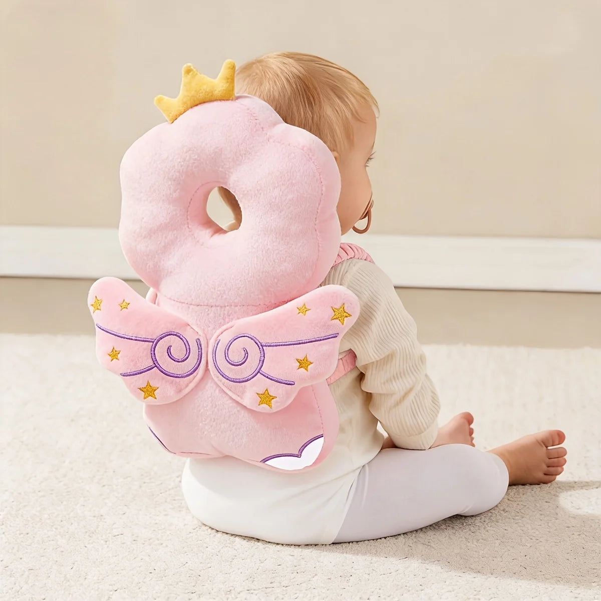 1Pc Baby Head Protection Pillow - Protective Backpack Anti-Fall Head Pillow Adjustable Baby Head Protection Pad Comfortable Cute Cartoon Design Suitable for Baby Walking and Crawling