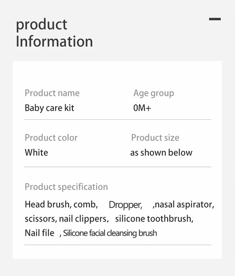 9pcs/pack Baby Grooming Kit with Travel Case,Safety Care Set with- Feeding Dropper,Nose Cleaner, Nail Clippers, Comb,Brushes,etc