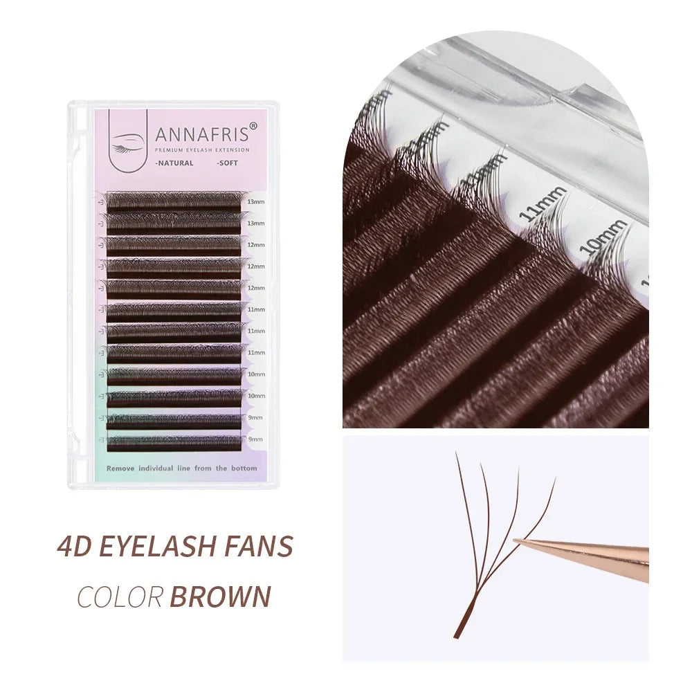 ANNAFRIS 4D 5D W Shape Eyelash Extension Handmade 12line/Tray Premade Volume Fans Clover W Lashes