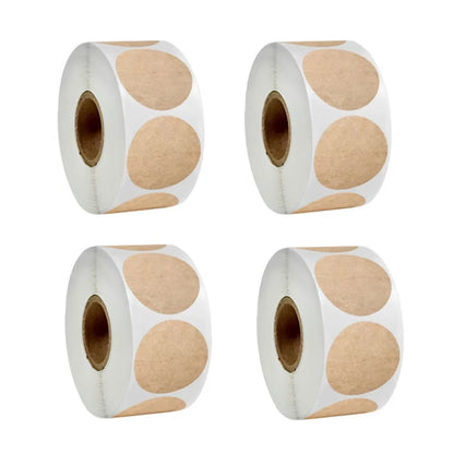 500 pcs / 1 roll ，kraft round self-adhesive label paper items classification name stickers personalized labels