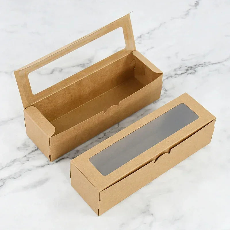 with Clear Window Flip Lid White Cardboard, Macaron Kraft Paper Packaging Box Dessert Packaging Candy Flower Gift Box Party Supp