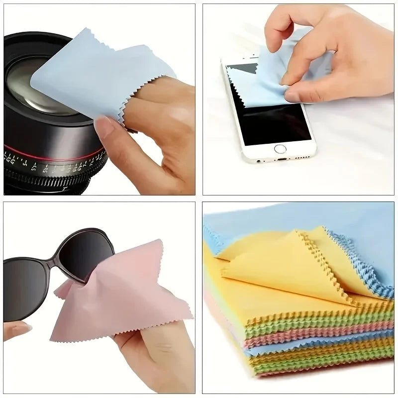 Microfiber Cleaning Cloths for Glasses Phone Screens Jewelry Random Colors Thick Soft Cleaning Wipes for Maintenance & Polishing