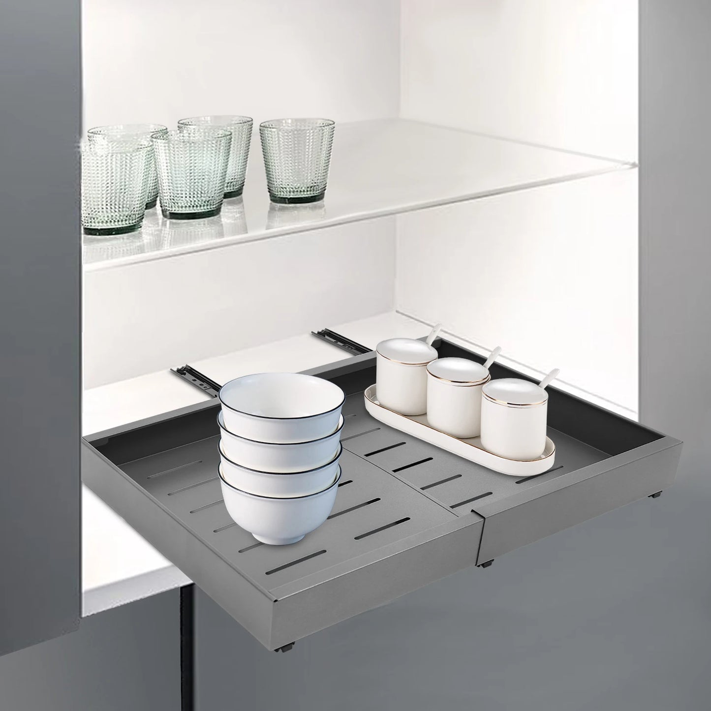 1/2Pcs Telescopic Drawer, Retractable Single Layer Sundries Storage Holder, Pull Out Storage Rack