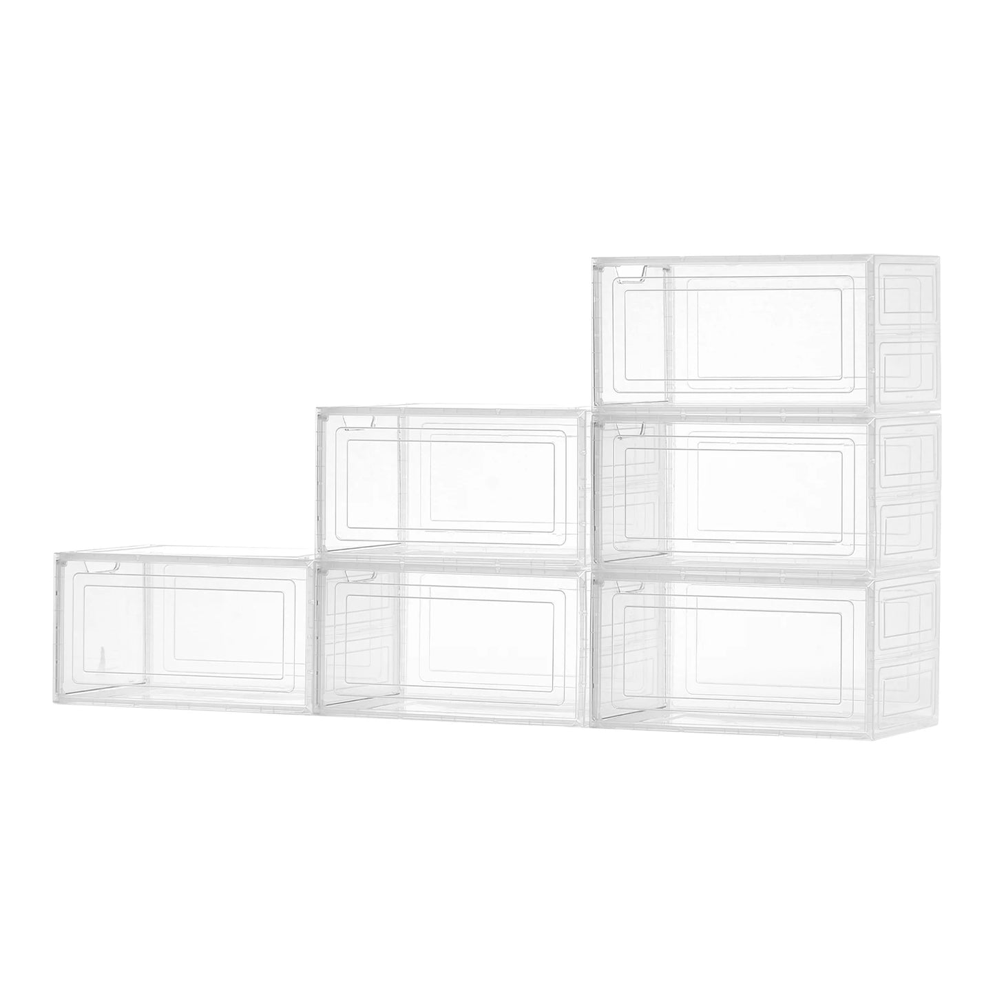 SucceBuy Shoe Storage Boxes Clear Stackable Shoe Boxes Storage Organizers Magnetic Door Fit Size Plastic Sneaker Containers