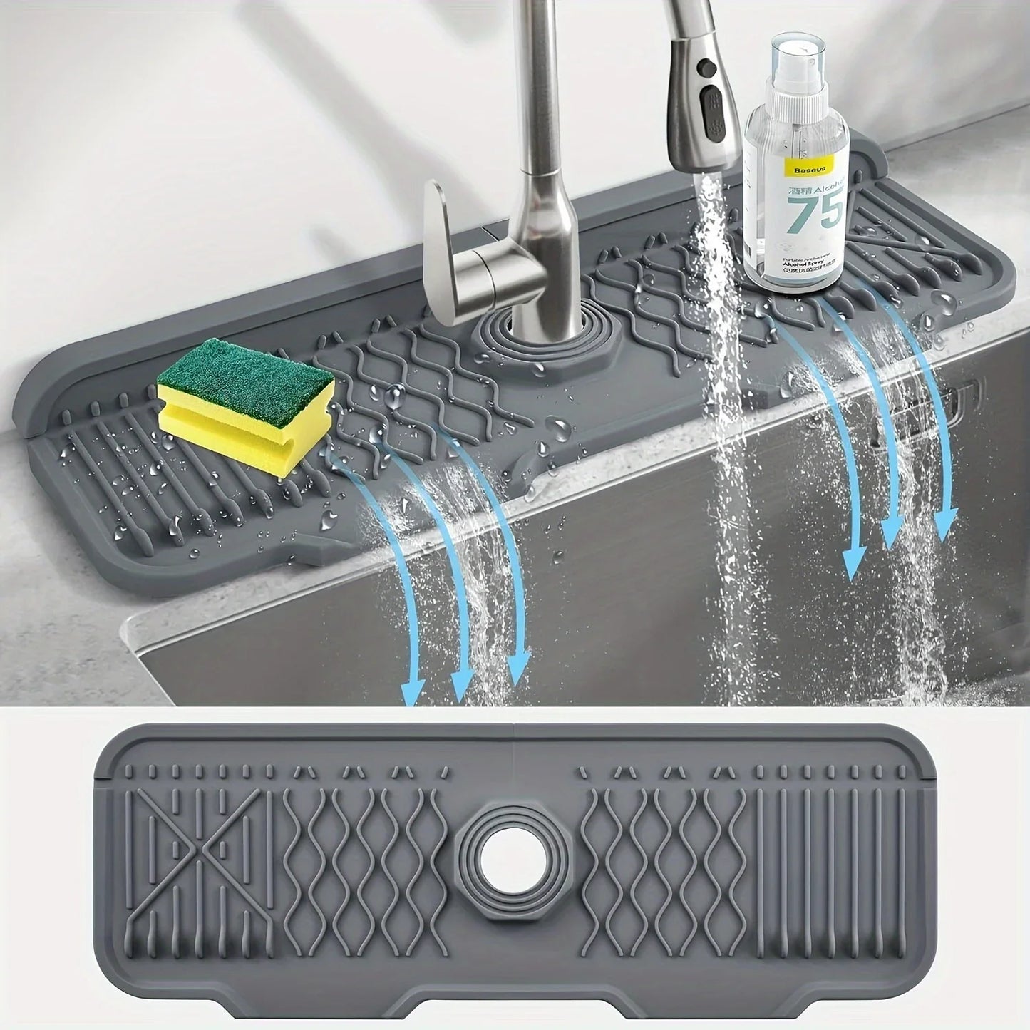 3 Colors to Choose From,Faucet Splash Proof Pad,Drain Pad,Drying Pad,Kitchen Bathroom Sink and Countertop