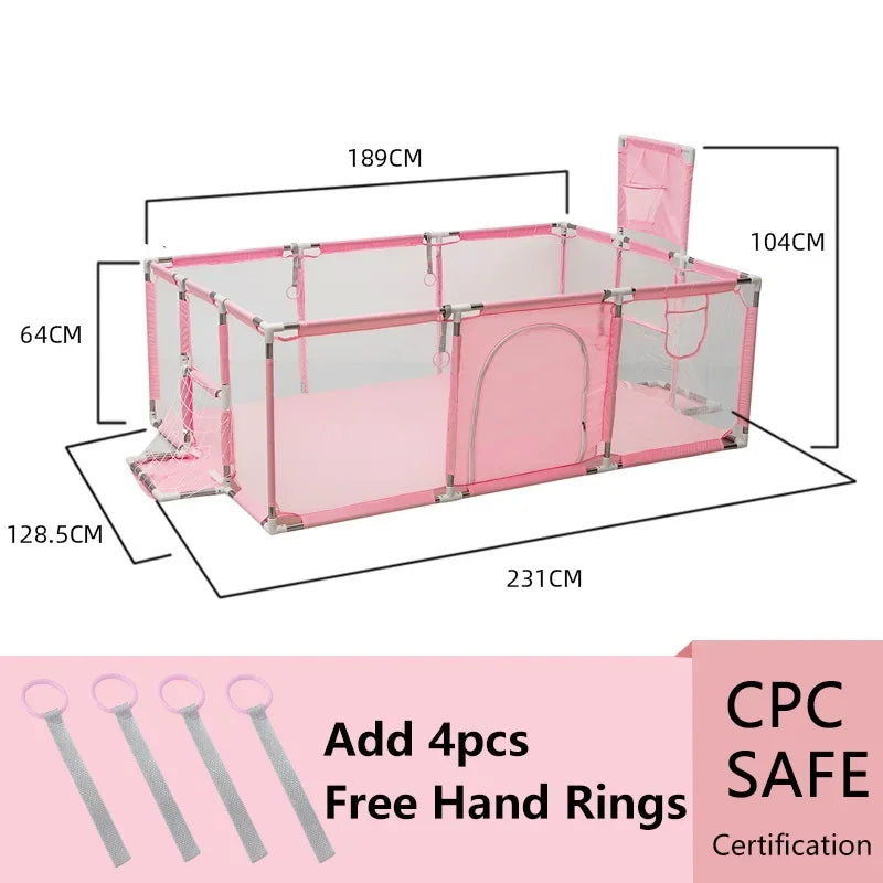 IMBABY Parque de juegos para bebés, parque infantil interior para bebés, parque infantil grande para niños, valla protectora de seguridad, parque de juegos impermeable