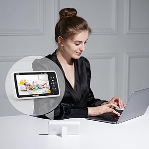 Nuevo monitor de video para bebés de 5 pulgadas con cámara y audio, zoom 4X, batería de 22 horas, rango de 300 metros, audio bidireccional, sensor de temperatura y nanas.